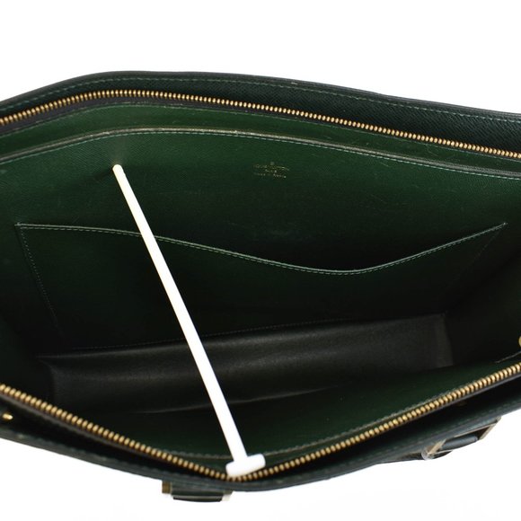 LOUIS VUITTON: Baltik Green "Taiga" Leather "LV" Portfolio/Laptop/Briefcase (ou) - Picture 10 of 12